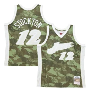 Incantevole John Stockton Utah Jazz Hardwood Classics 1998/99 Ghost Green Swingman Jersey Camo