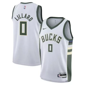 Gorgeous Damian Lillard Milwaukee Bucks Nike Youth Swingman Jersey Association Edition White