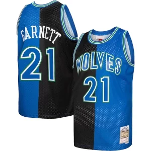 Fascinante Kevin Garnett Minnesota Timberwolves Hardwood Classics 1995/96 Split Swingman Jersey Black/Blue