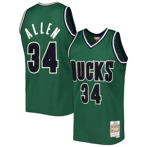 Carino Ray Allen Milwaukee Bucks 2000/01 Hardwood Classics Off Court Swingman Jersey Hunter Green