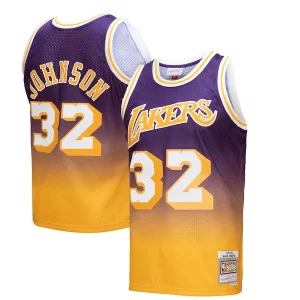 Elegante Magic Johnson Los Angeles Lakers 1984/85 Hardwood Classics Fadeaway Swingman Player Jersey Gold/Purple