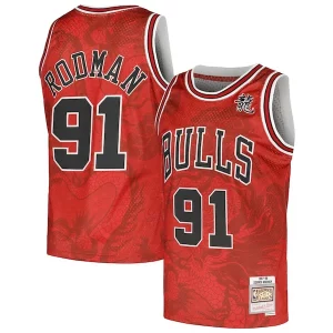 Versatile Trendy Lussuoso Dennis Rodman Chicago Bulls 1997/98 Hardwood Classics Asian Heritage 6.0 Swingman Throwback Player Jersey Red