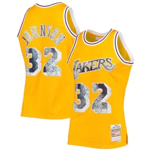 Cool Magic Johnson Los Angeles Lakers 1984/85 Hardwood Classics NBA 75th Anniversary Diamond Swingman Jersey Gold
