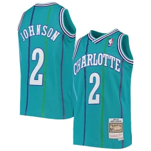 Duraturo Eccezionale Prestigioso Larry Johnson Charlotte Hornets Youth 1992/93 Hardwood Classics Swingman Jersey Teal