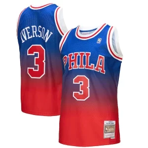 Stupendo Accattivante Trendy Allen Iverson Philadelphia 76ers 1996/97 Hardwood Classics Fadeaway Swingman Player Jersey Red/Royal