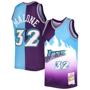 Versatile Karl Malone Utah Jazz Hardwood Classics 1996/97 Split Swingman Jersey Purple/Turquoise