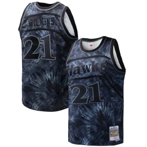 Attraente Dominique Wilkins Atlanta Hawks Hardwood Classics 1986/87 Tie Dye Swingman Jersey Black
